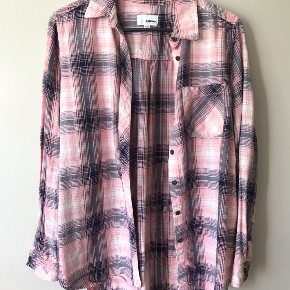 Sonama oversized pink flannel
